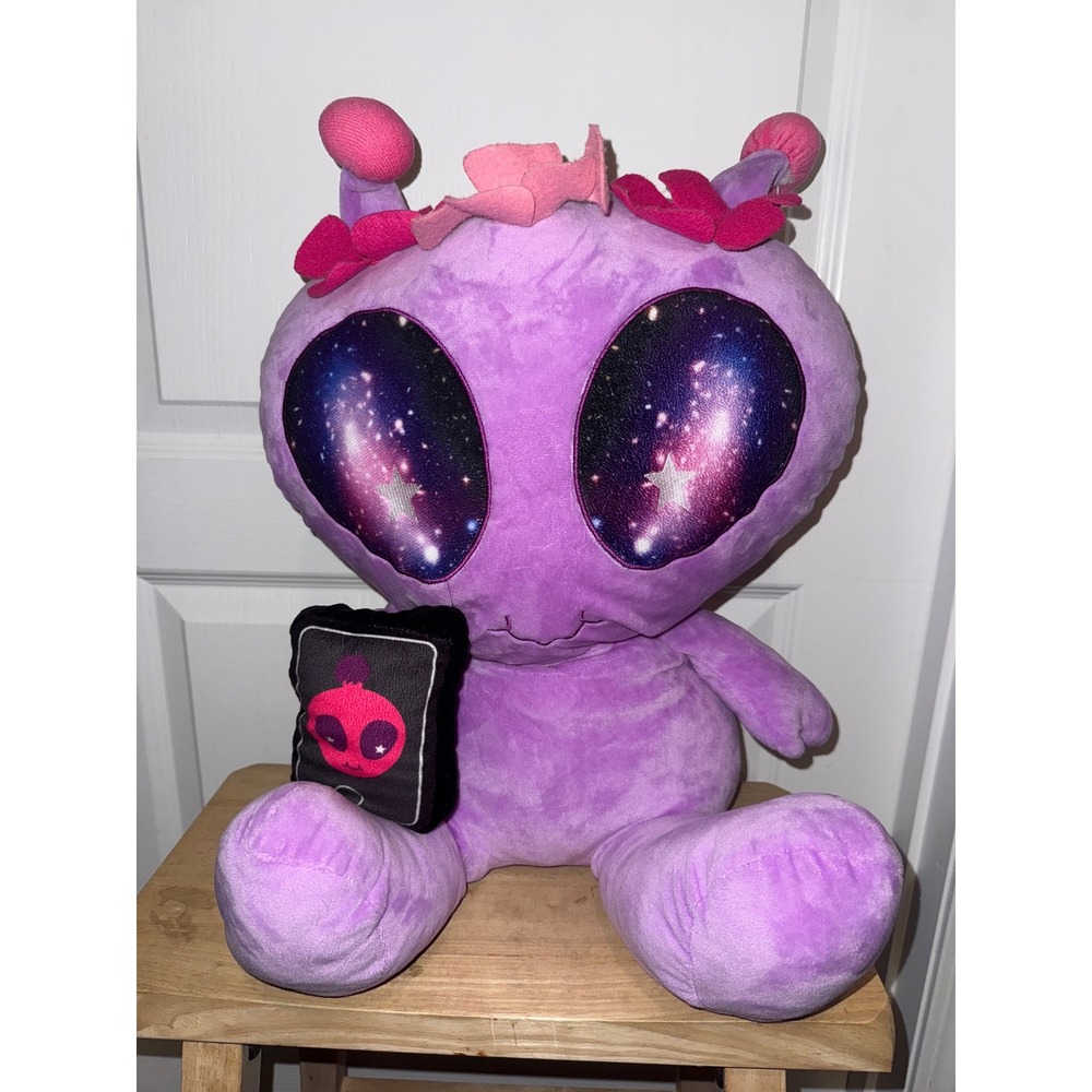 Alien Plush Purple Stuffed Animal Toy With Flowers Galaxy Eyes